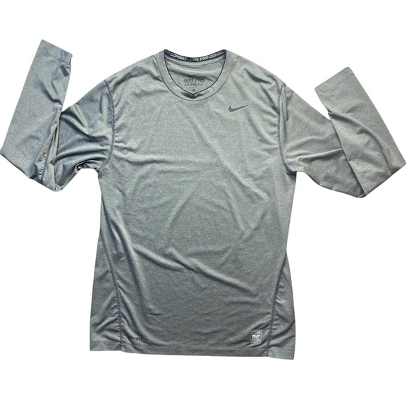 Nike Gray Long Sleeve Tee Athletic Comfort - Picture 2 of 8